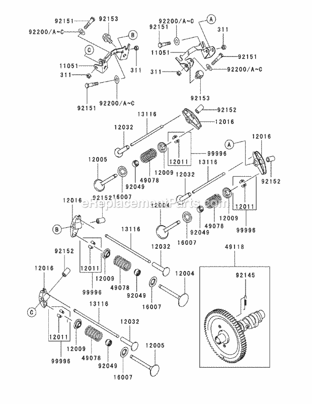 Fd791d-Cs05 Valve & Camshaft Diagram and Parts List for M60-KW 53AJ8CT6050 Cub Cadet Sprayer